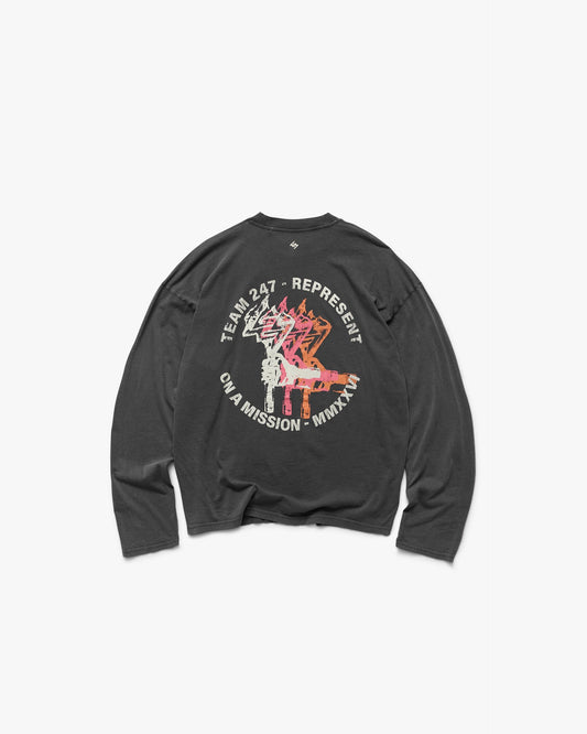 247 Torch Boxy Long Sleeve T-Shirt - Washed Black