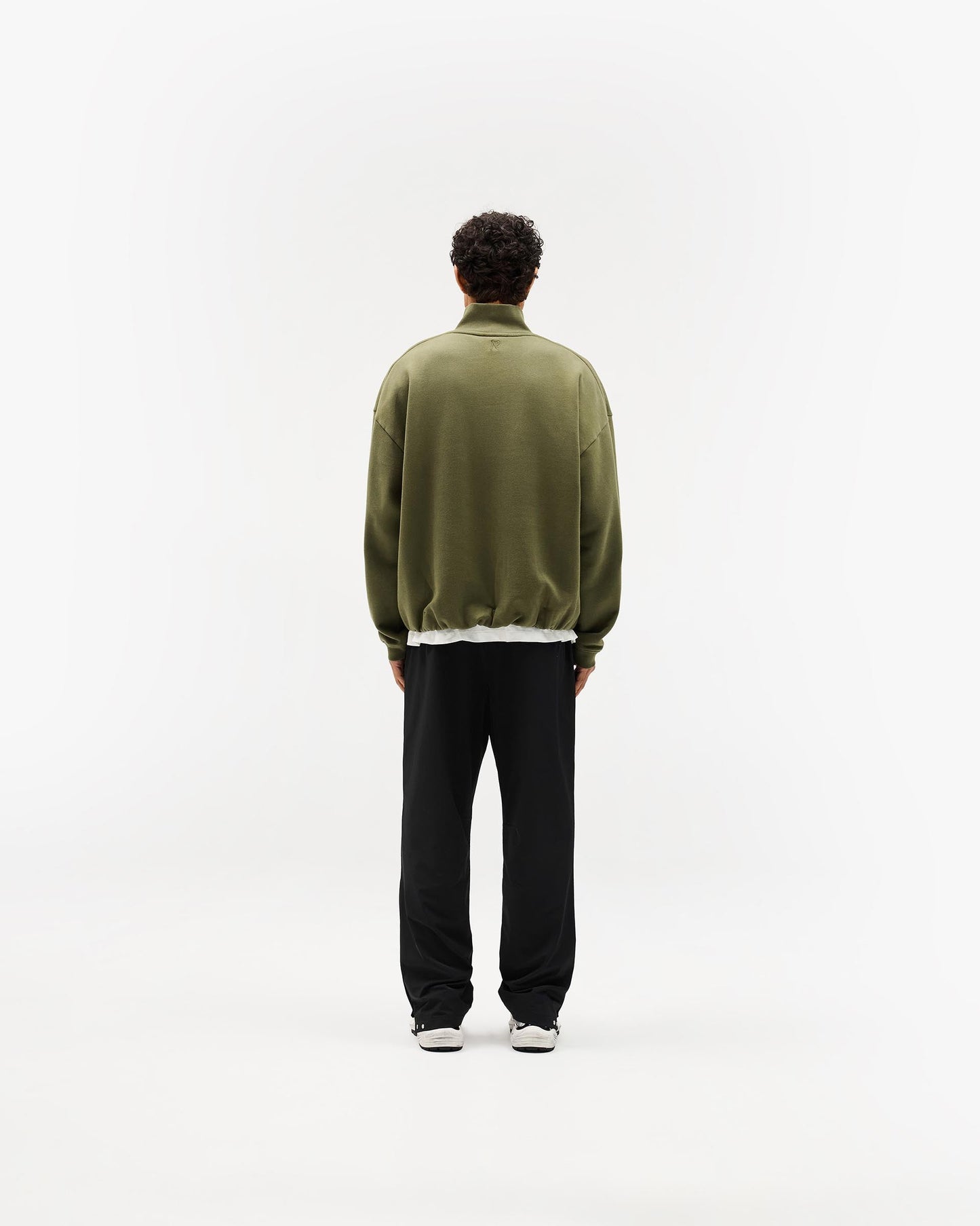 Initial Funnel Neck Quarter Zip Sweatshirt - Army Green