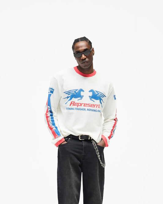 Mesh Pegasus Long Sleeve T-Shirt - Flat White