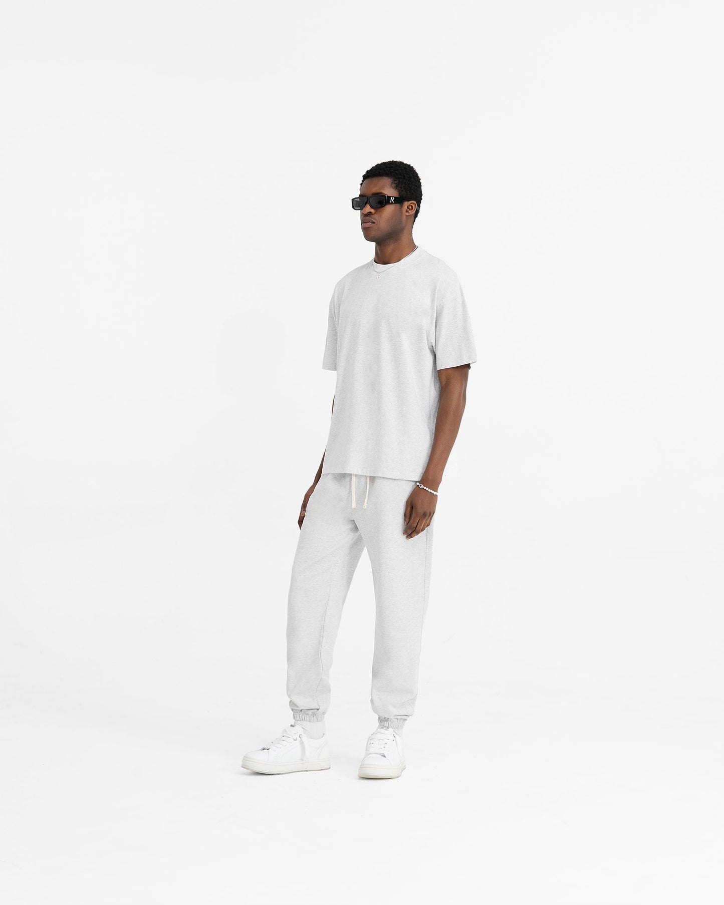 2 x Initial Oversized T-Shirt - Ice Grey Marl
