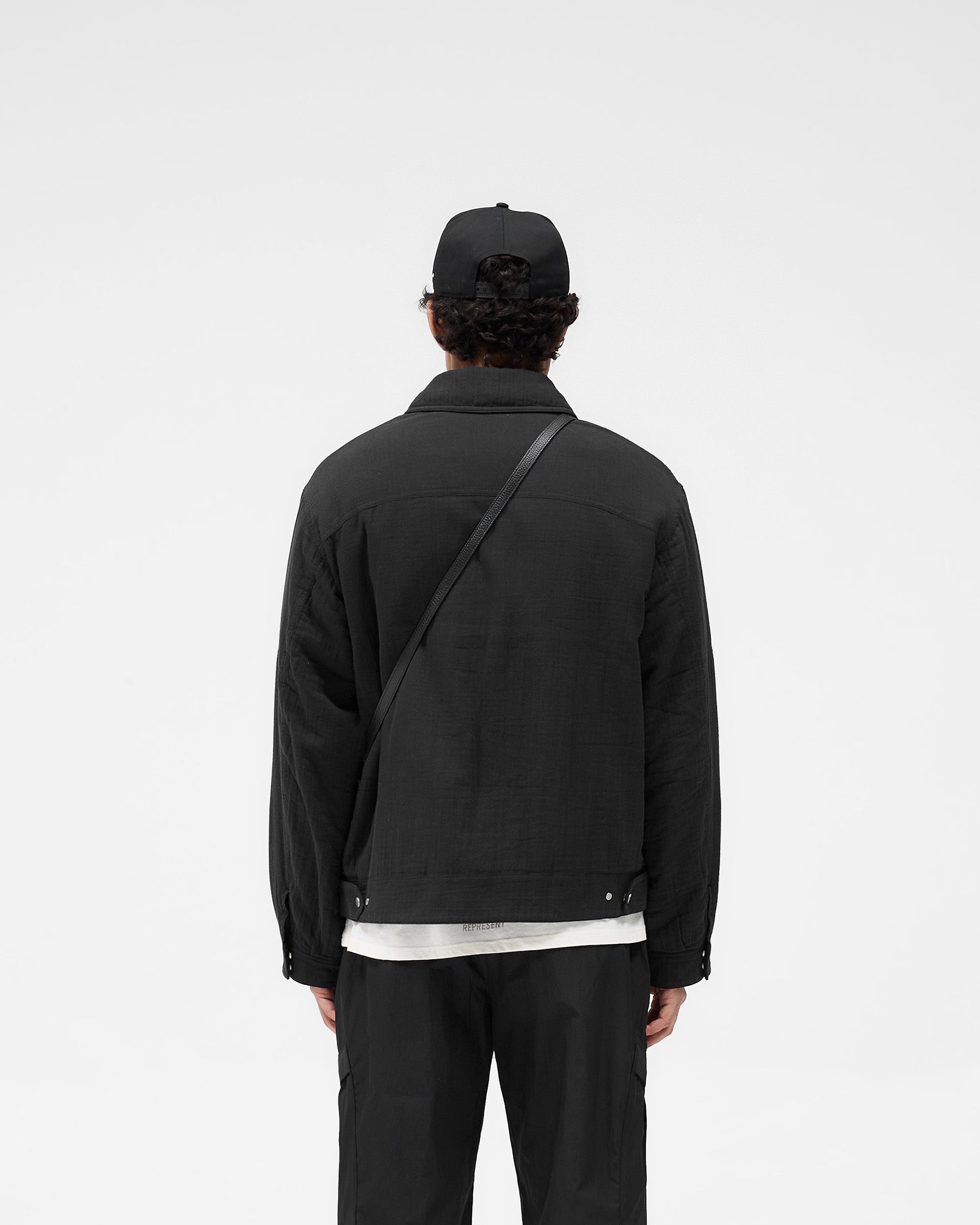Crinkle Trucker Jacket - Black