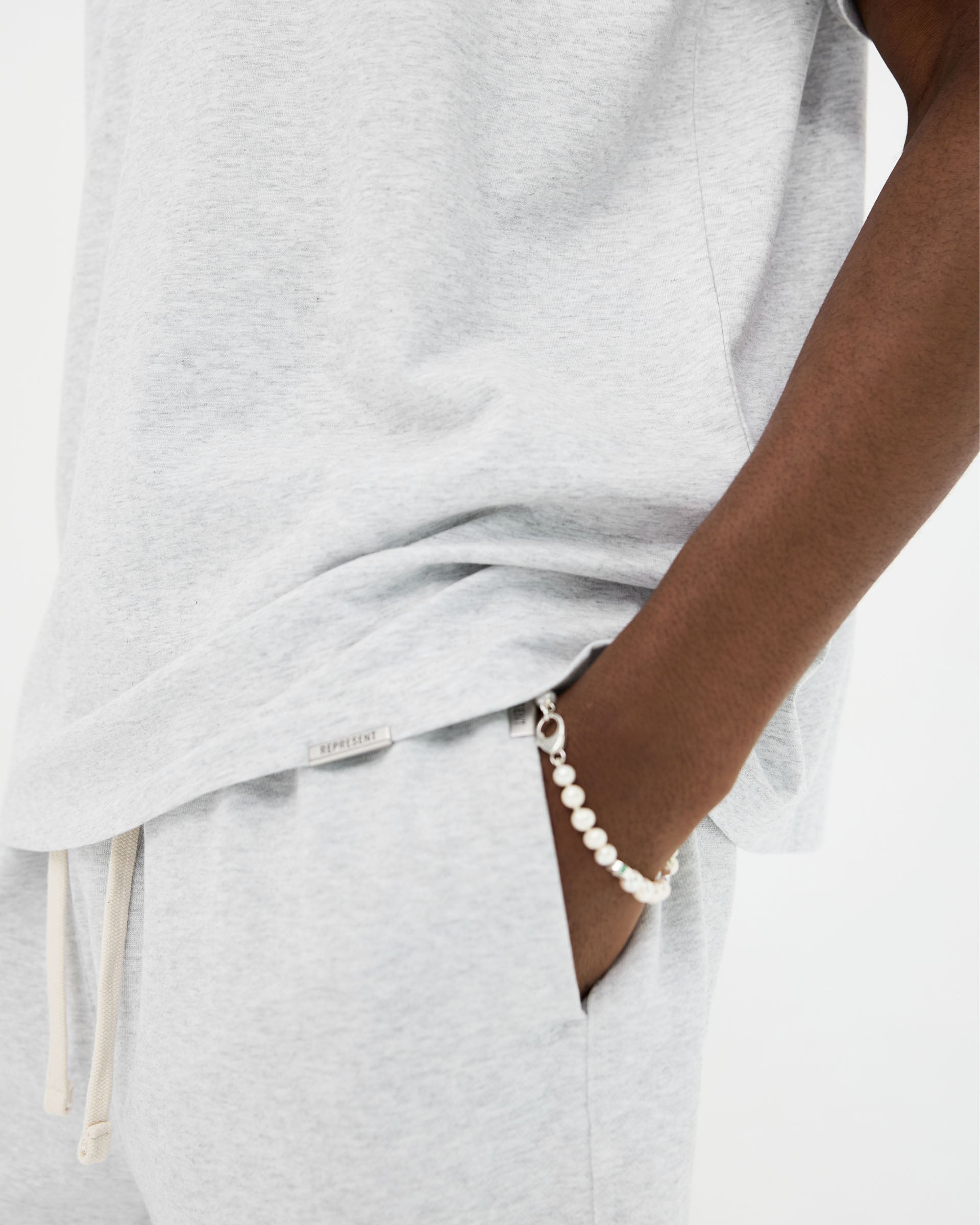 2 x Initial Oversized T-Shirt - Flat White & Ice Grey Marl