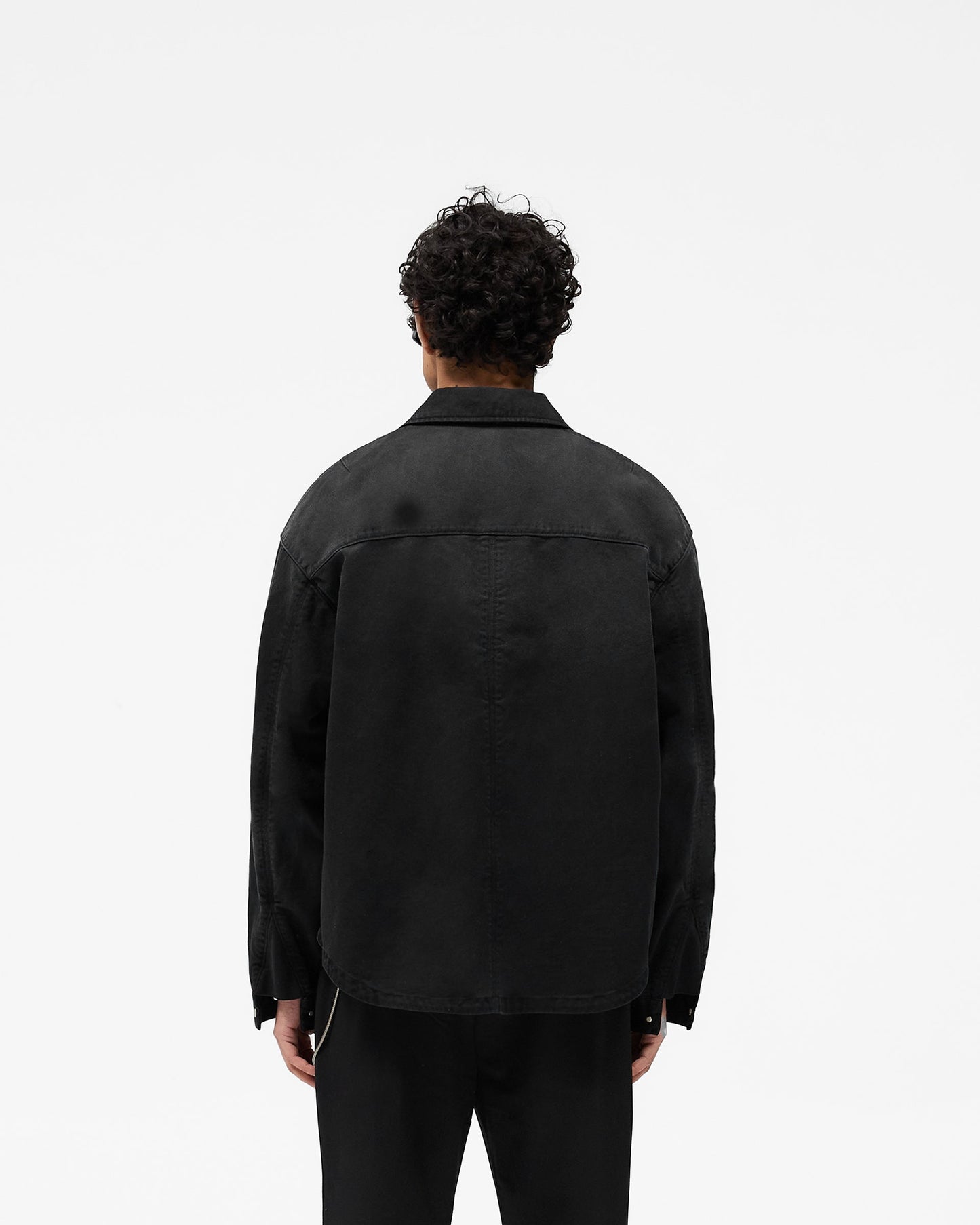 Cotton Zip Through Shirt - Black
