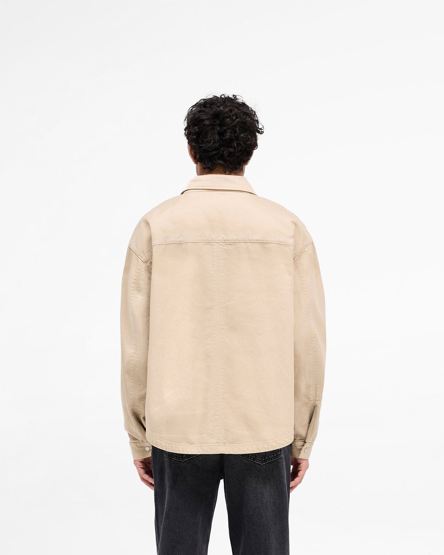 Cotton Zip Through Shirt - Beige