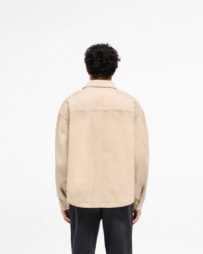 Cotton Zip Through Shirt - Beige