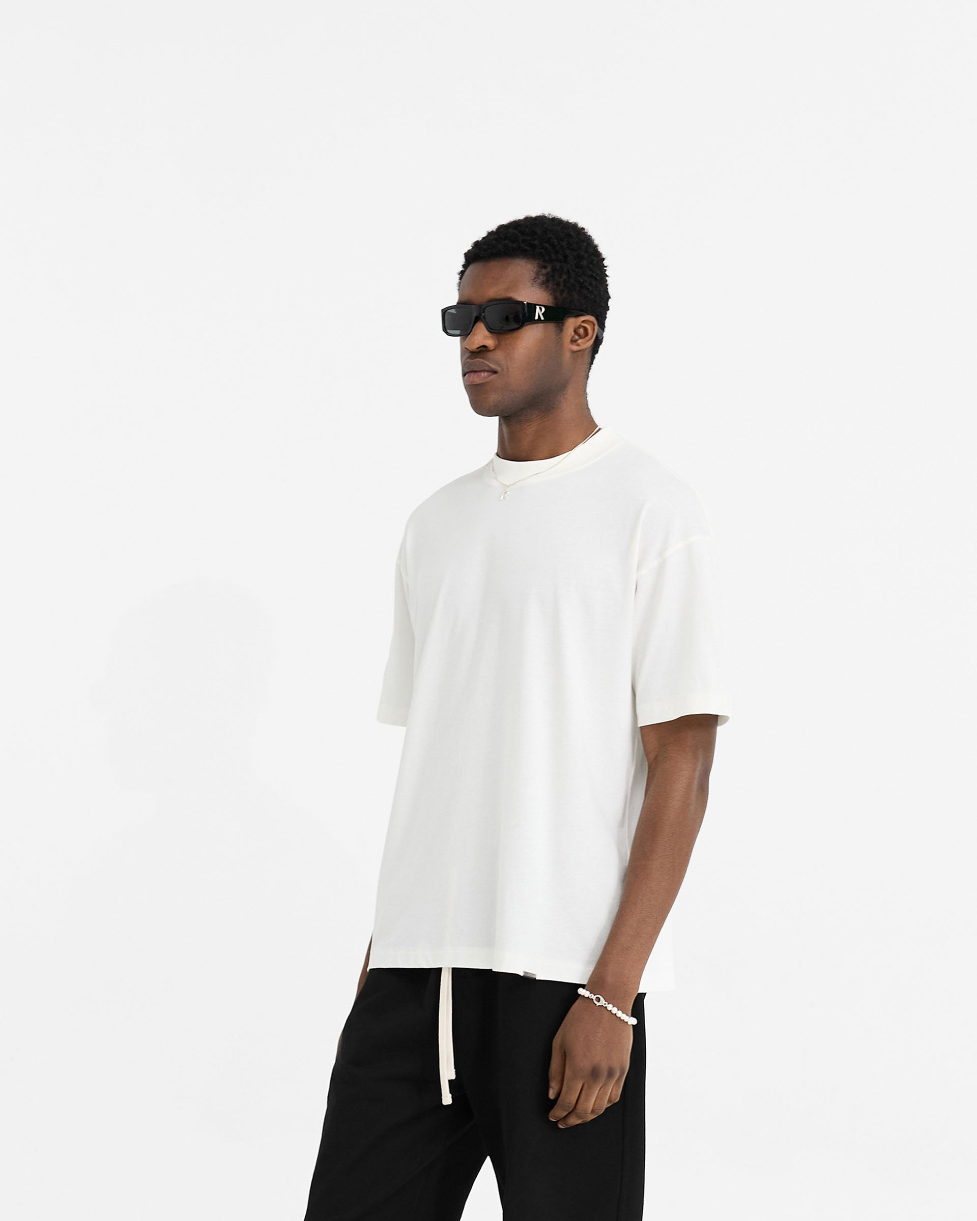 2 x Initial Oversized T-Shirt - Flat White & Ice Grey Marl