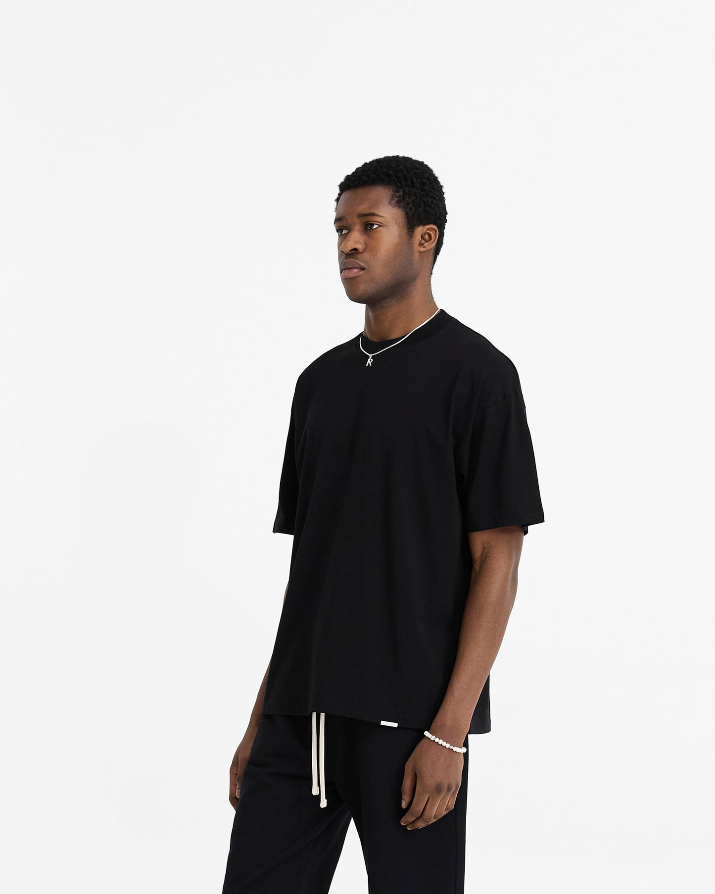 2 x Initial Oversized T-Shirt - Flat White & Black