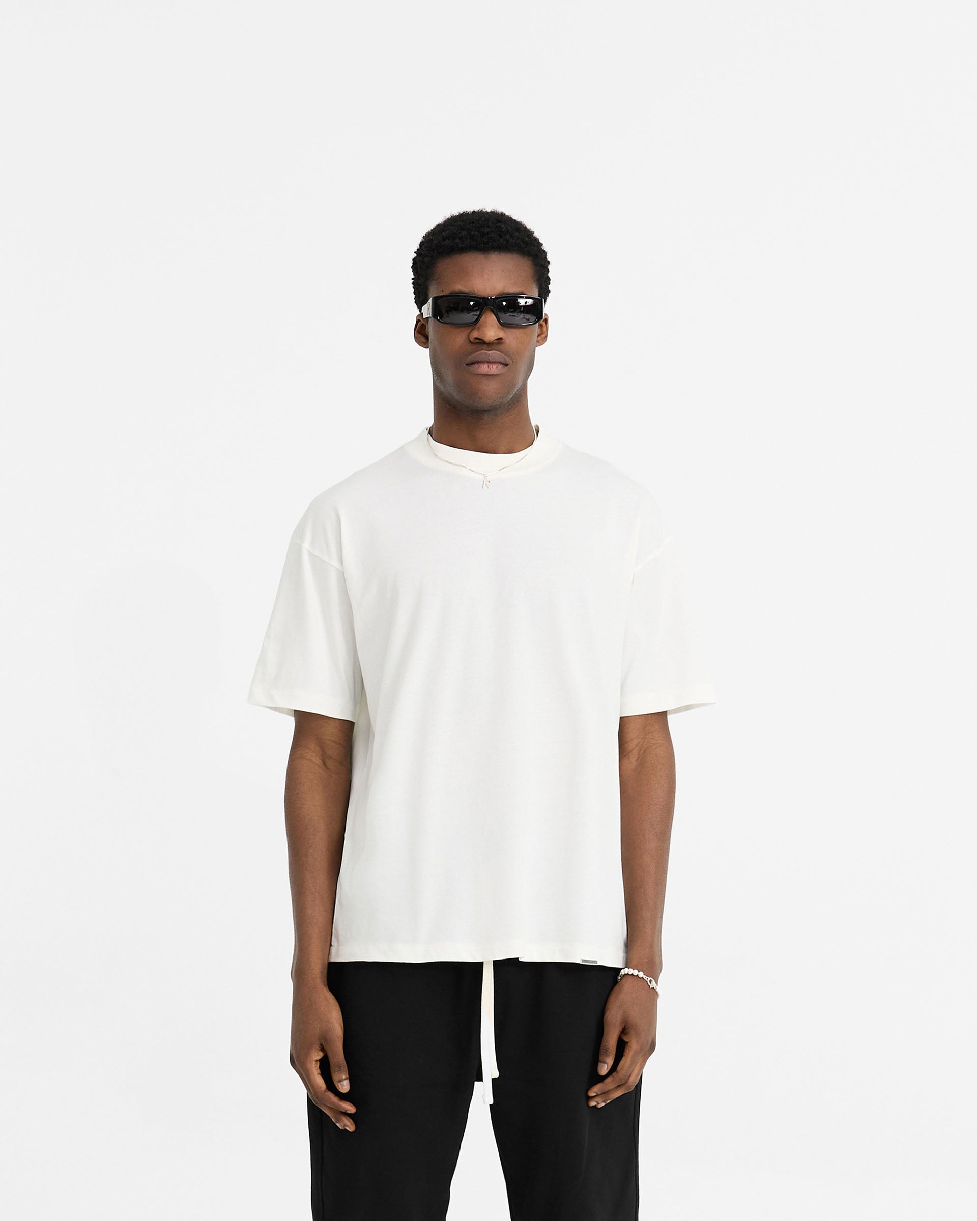 2 x Initial Oversized T-Shirt - Flat White