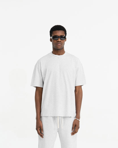 2 x Initial Oversized T-Shirt - Flat White & Ice Grey Marl
