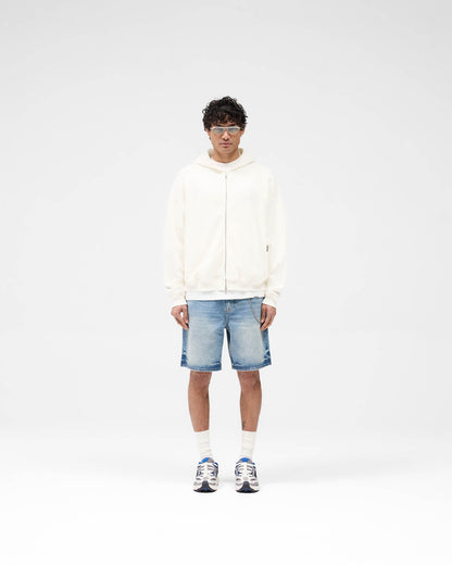 Waffle Zip Through Hoodie - Flat White