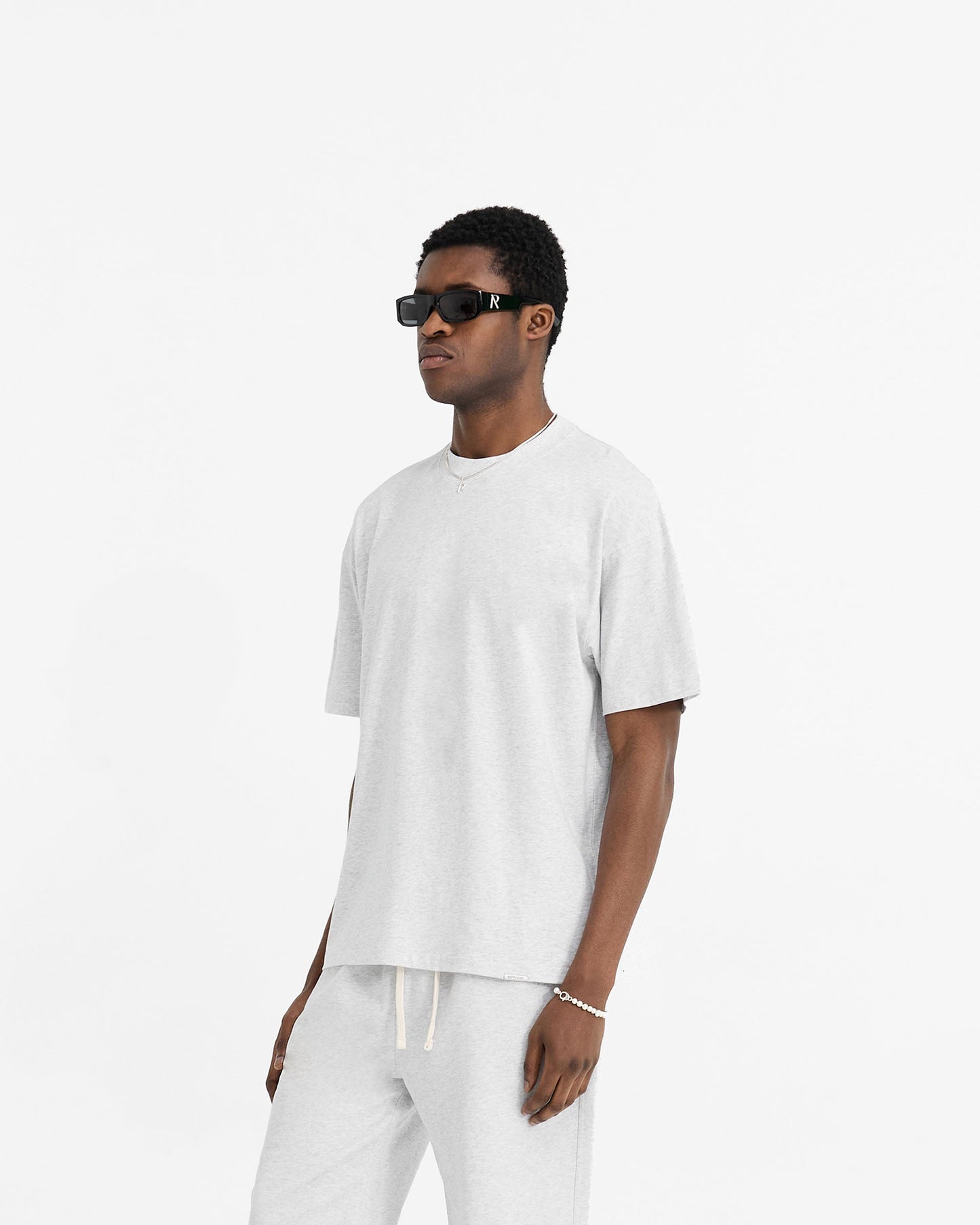 2 x Initial Oversized T-Shirt - Black & Ice Grey Marl