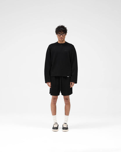 Waffle Long Sleeve T-Shirt - Black