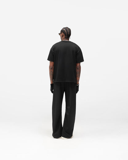 Dual Layer Script T-Shirt - Jet Black