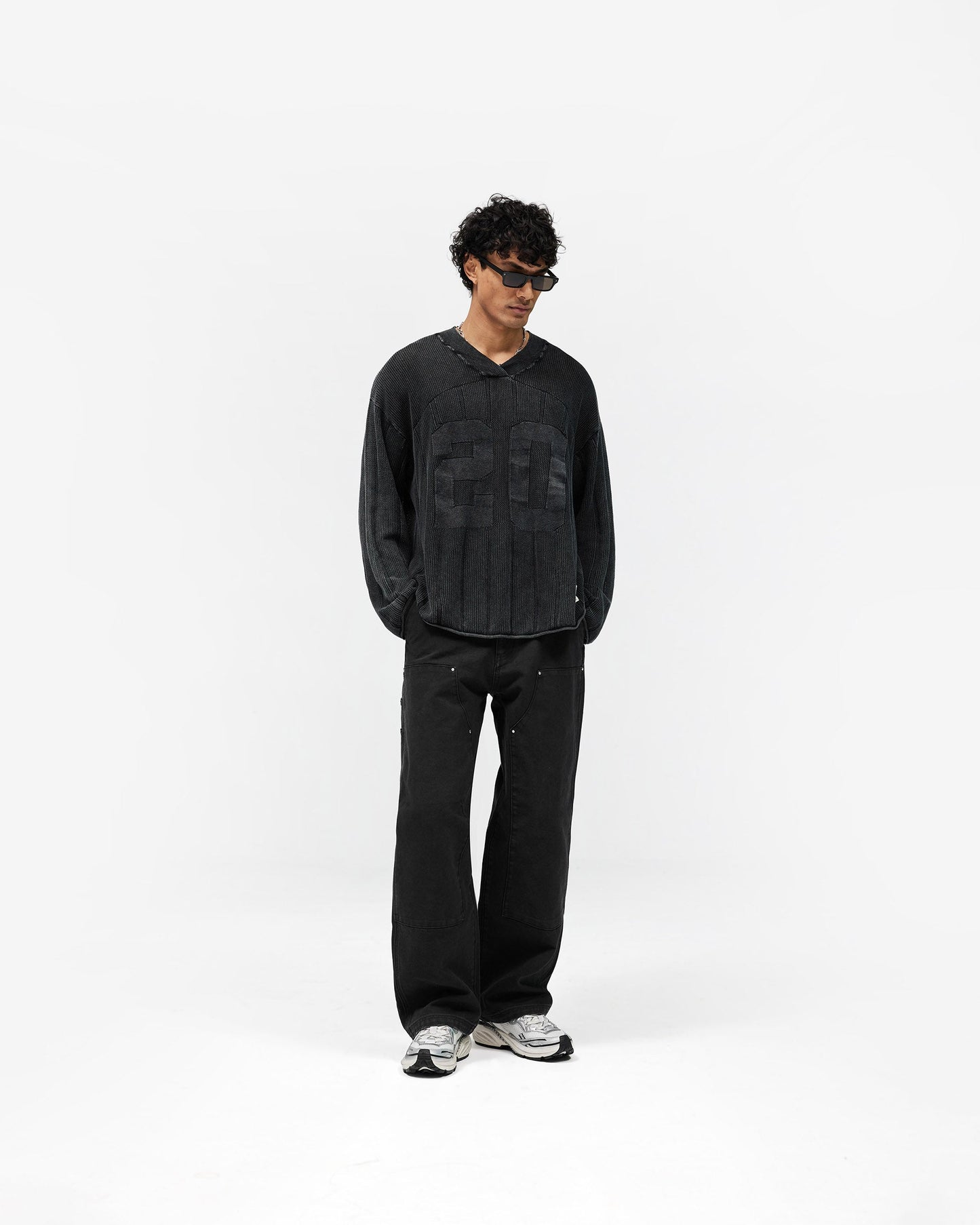 Knitted Varsity Long Sleeve Jersey - Vintage Grey