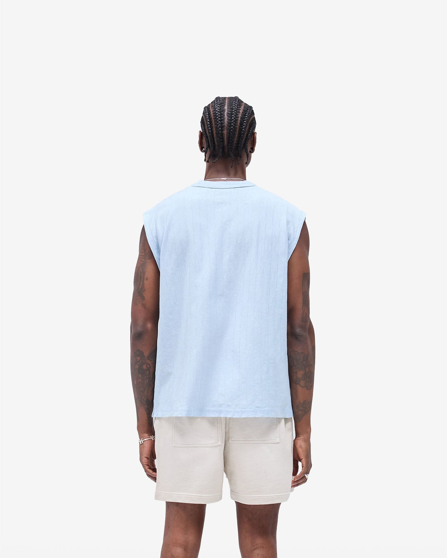 Slub Script Tank - Ice Blue