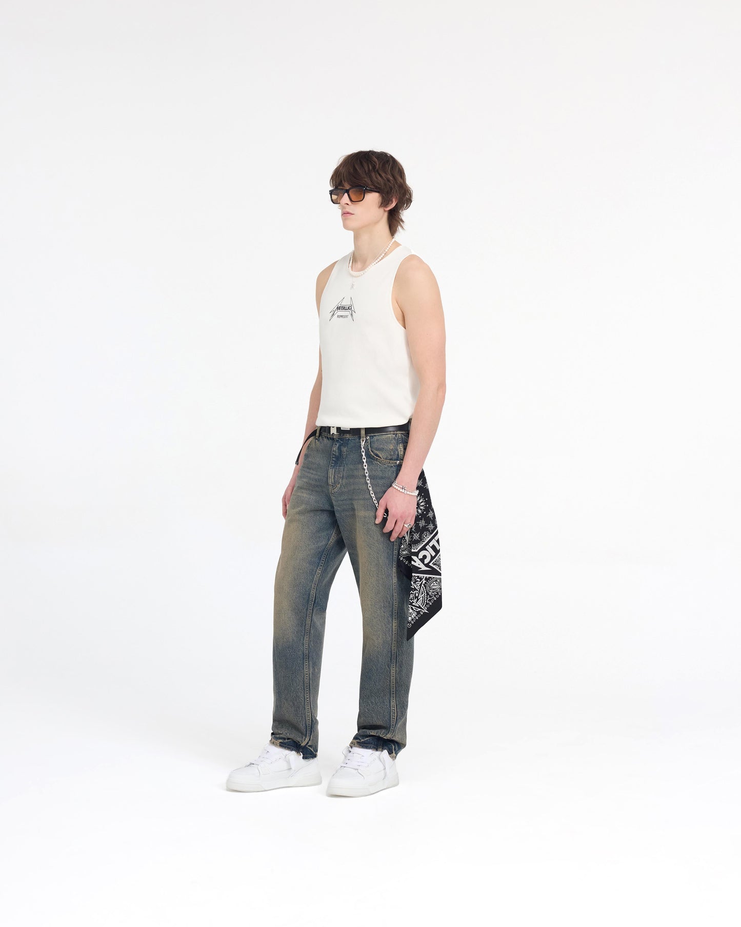 Represent X Metallica Local Crew Vest - Flat White