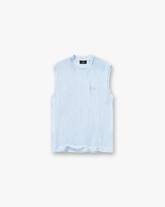 Slub Script Tank - Ice Blue