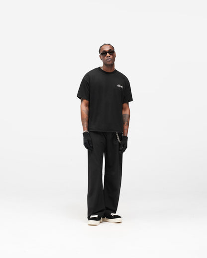 Dual Layer Script T-Shirt - Jet Black