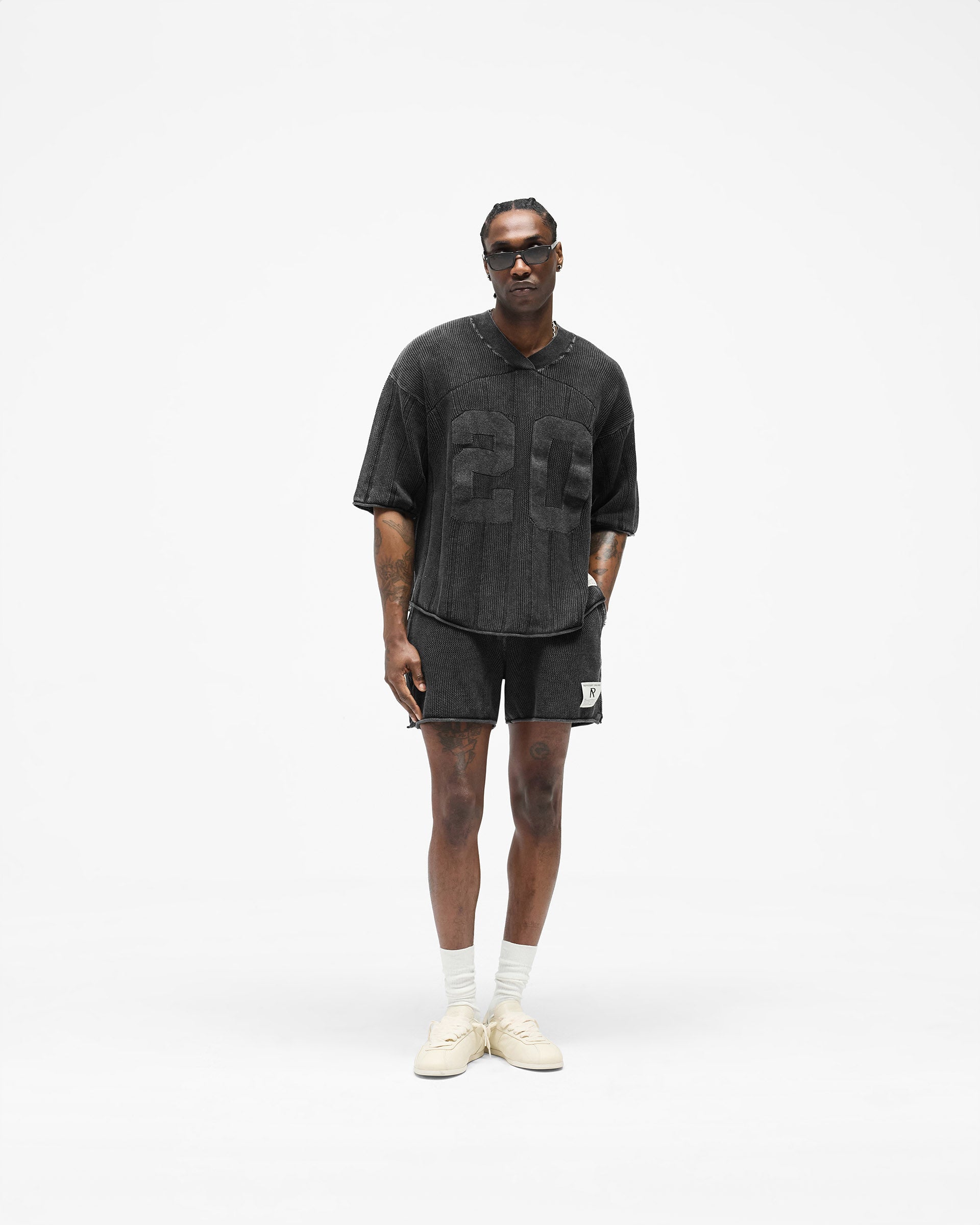 Knitted Varsity Shorts - Vintage Grey