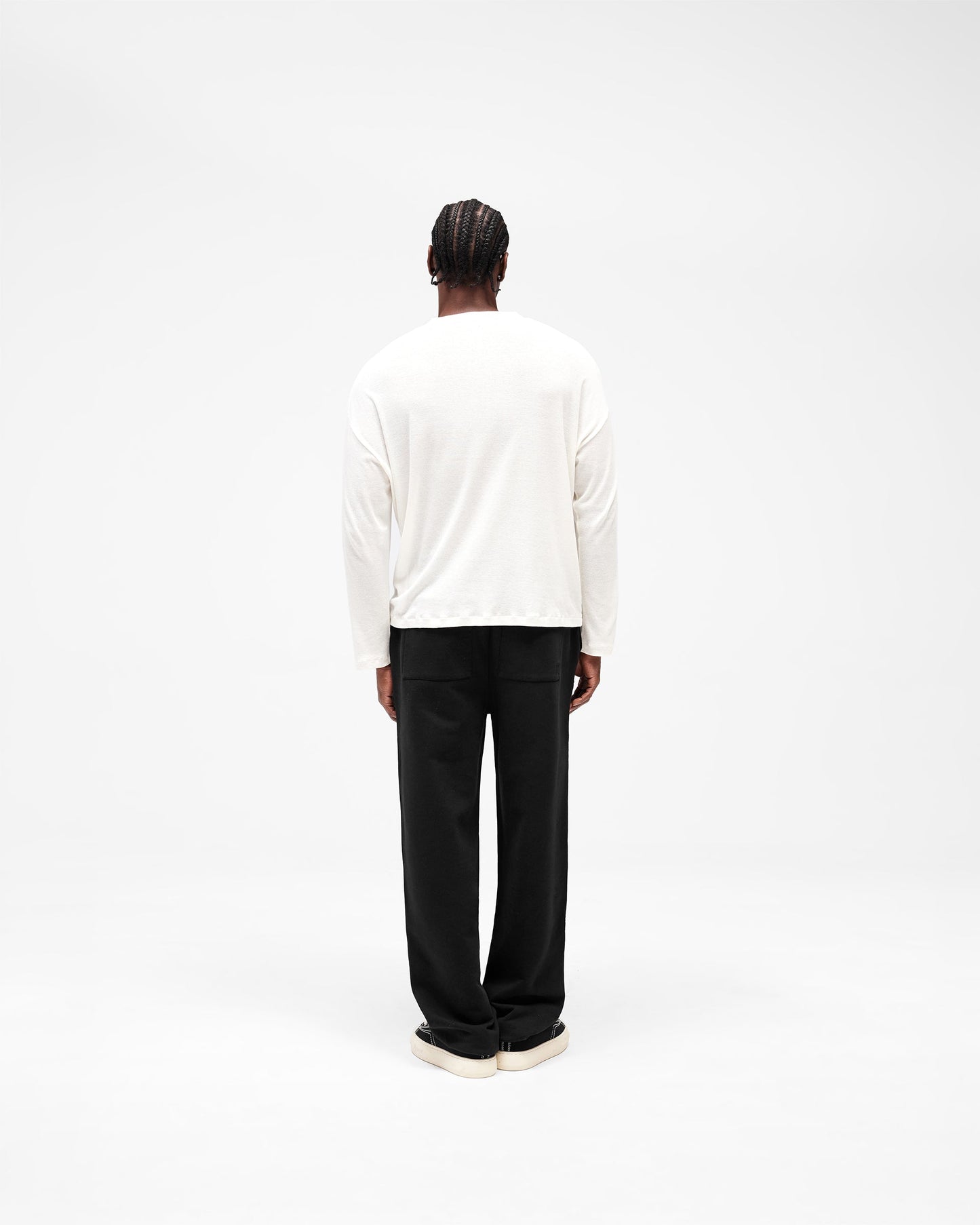 Initial Wide Leg Cuffed Sweatpant - Jet Black