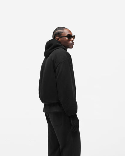 Dual Layer Script Hoodie - Jet Black