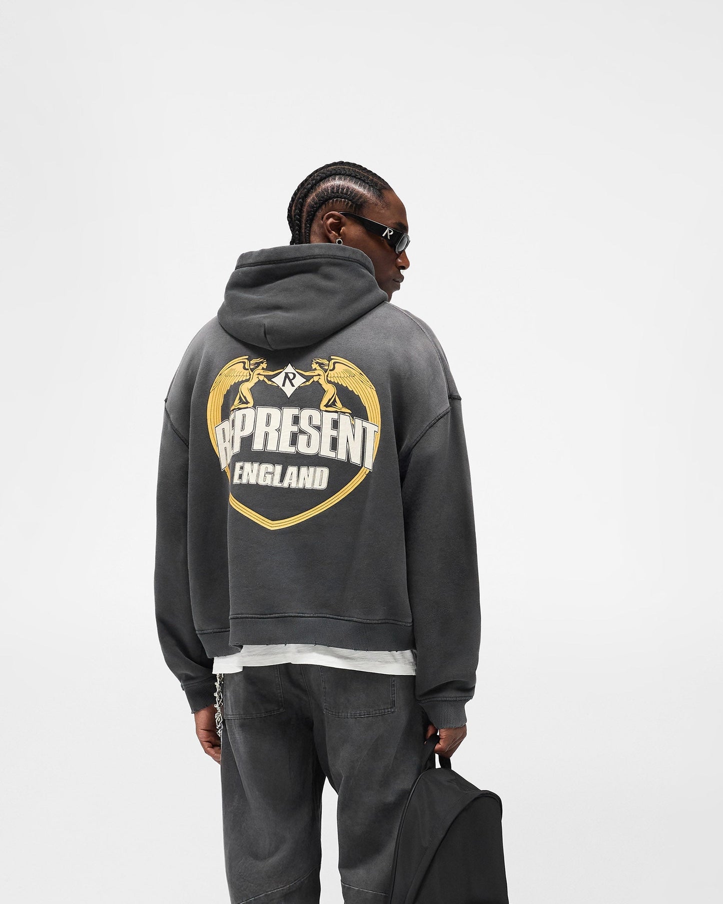 Represent Angel Border Hoodie - Stained Black