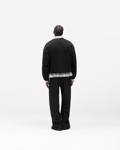 Dual Layer Script Sweater - Jet Black