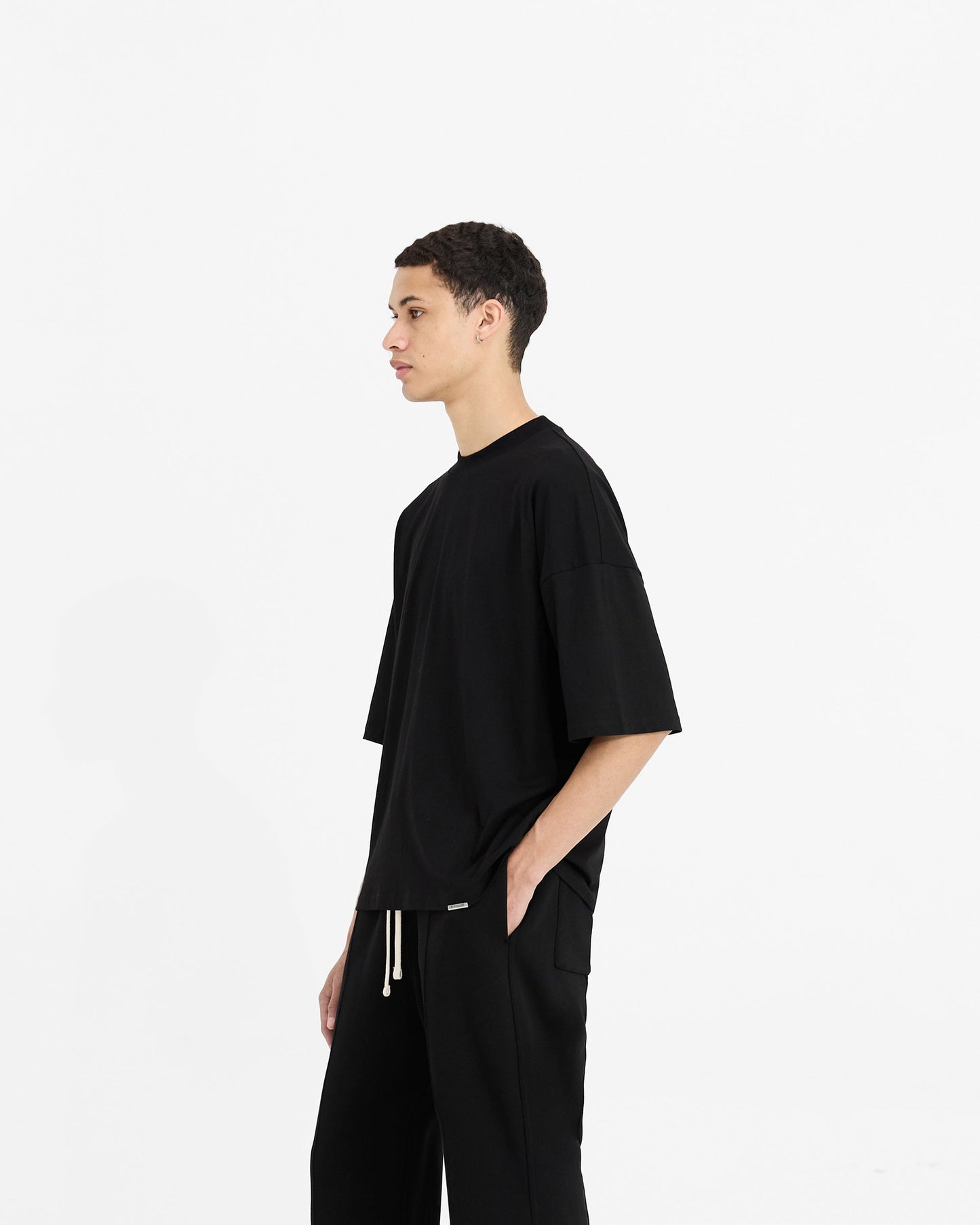 2 x Initial Boxy T-Shirt - Black & Ice Grey Marl