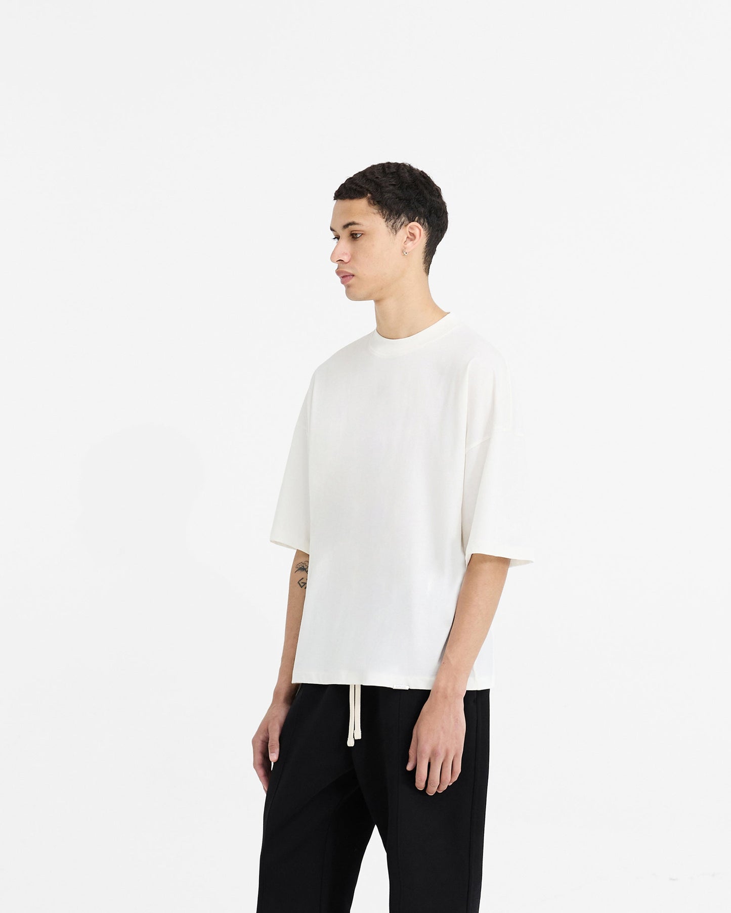 2 x Initial Boxy T-Shirt - Flat White & Ice Grey Marl