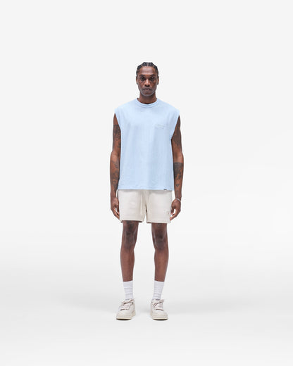 Slub Script Tank - Ice Blue
