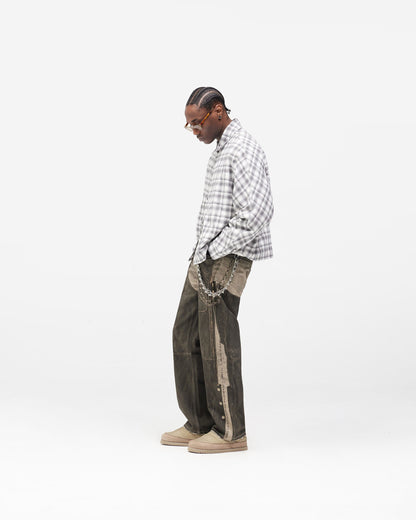 Arch Flannel Shirt - Flat White Jet Black