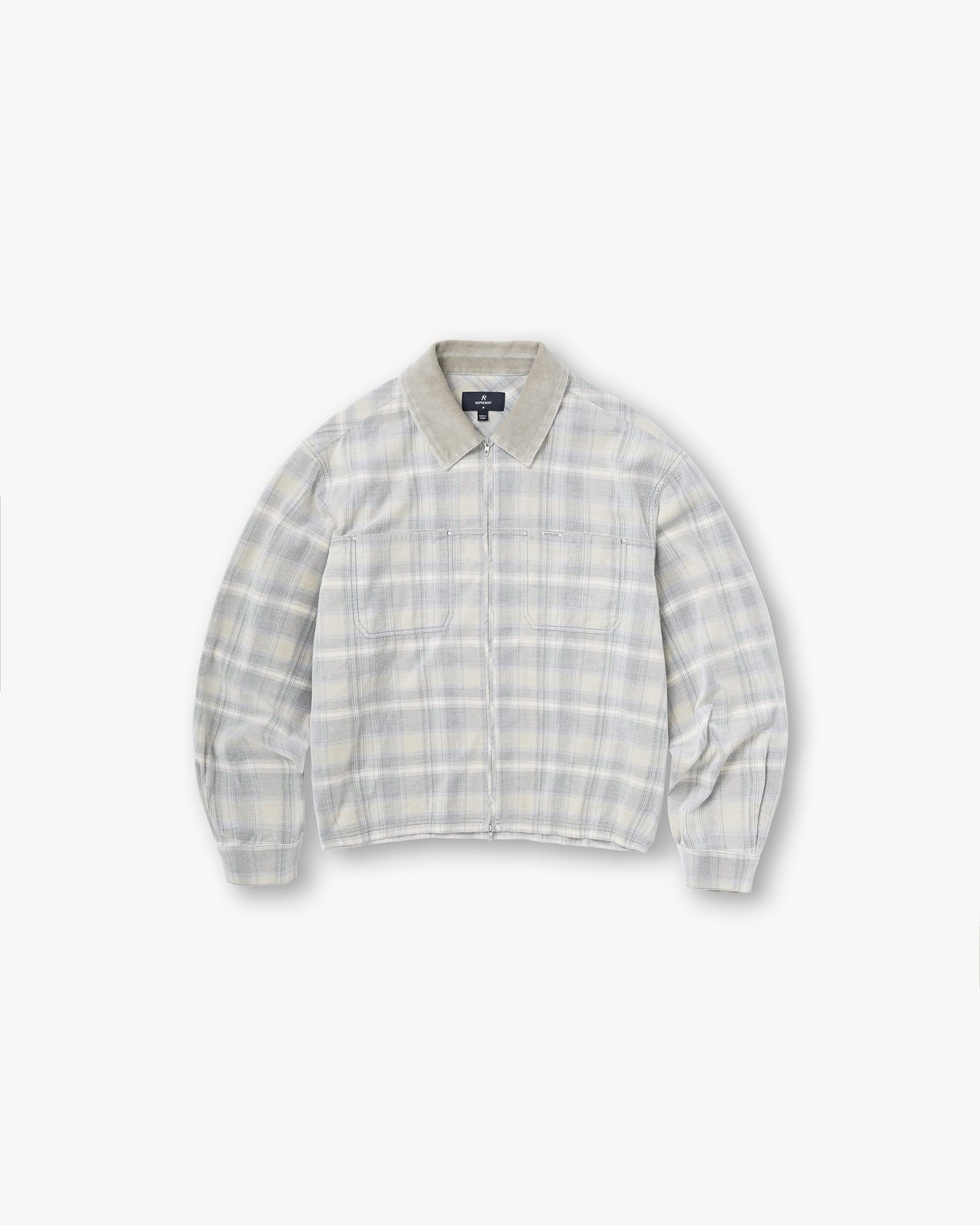 Cord Zip Flannel Shirt - Mineral