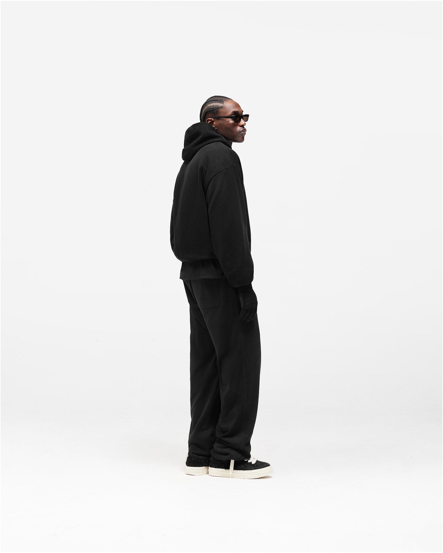 Dual Layer Script Hoodie - Jet Black