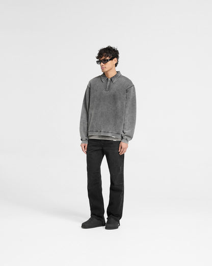 Initial Boxy Quarter Zip - Vintage Grey