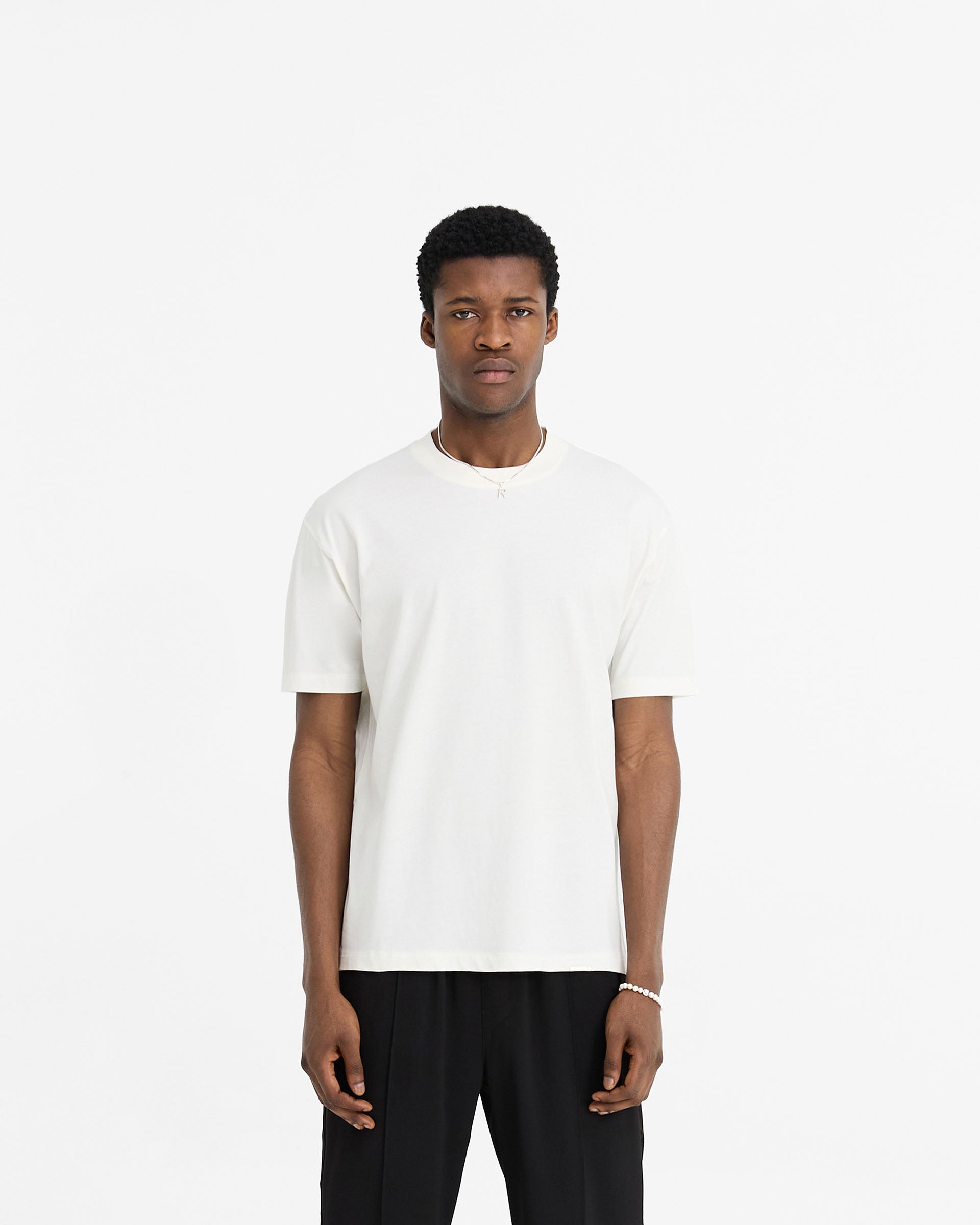 2 x Initial T-Shirt - Flat White & Ice Grey Marl