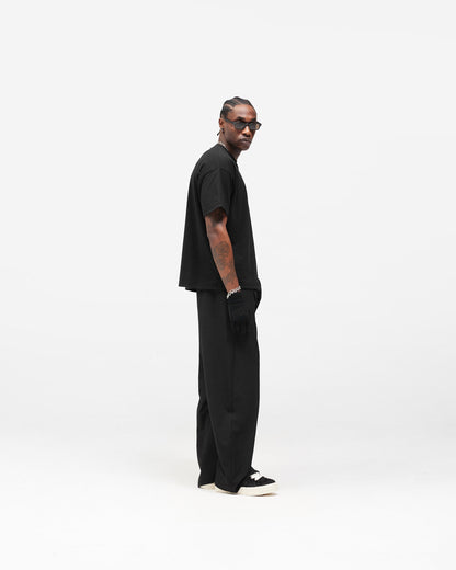 Dual Layer Script T-Shirt - Jet Black