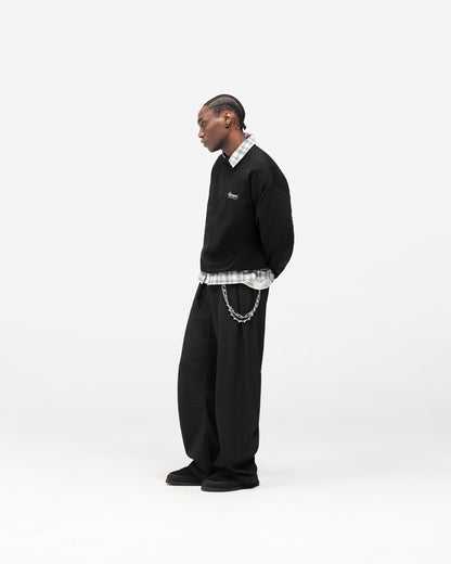 Dual Layer Script Sweater - Jet Black