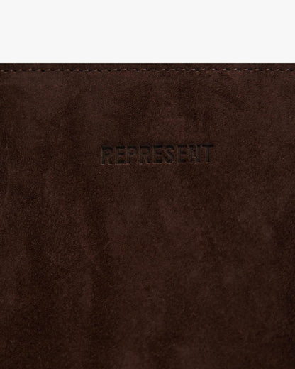Suede Leather Tote Bag - Brown