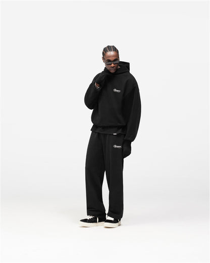 Dual Layer Script Hoodie - Jet Black