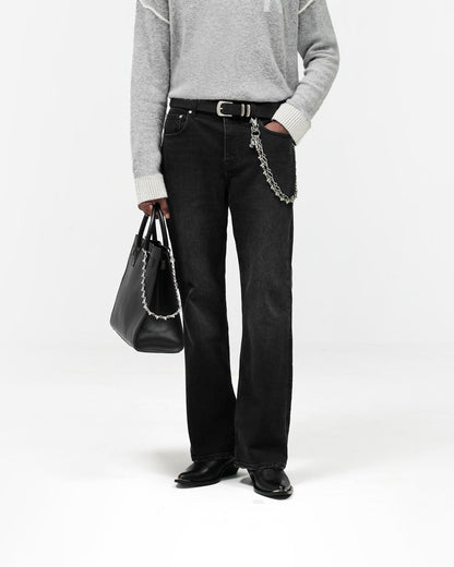 Kick Flare Denim - Aged Black