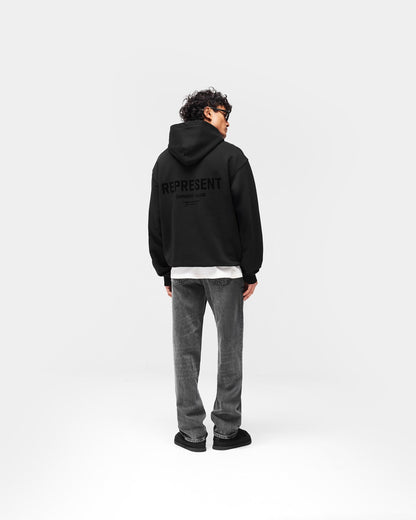 Represent Owners Club Flocked Hoodie - Black