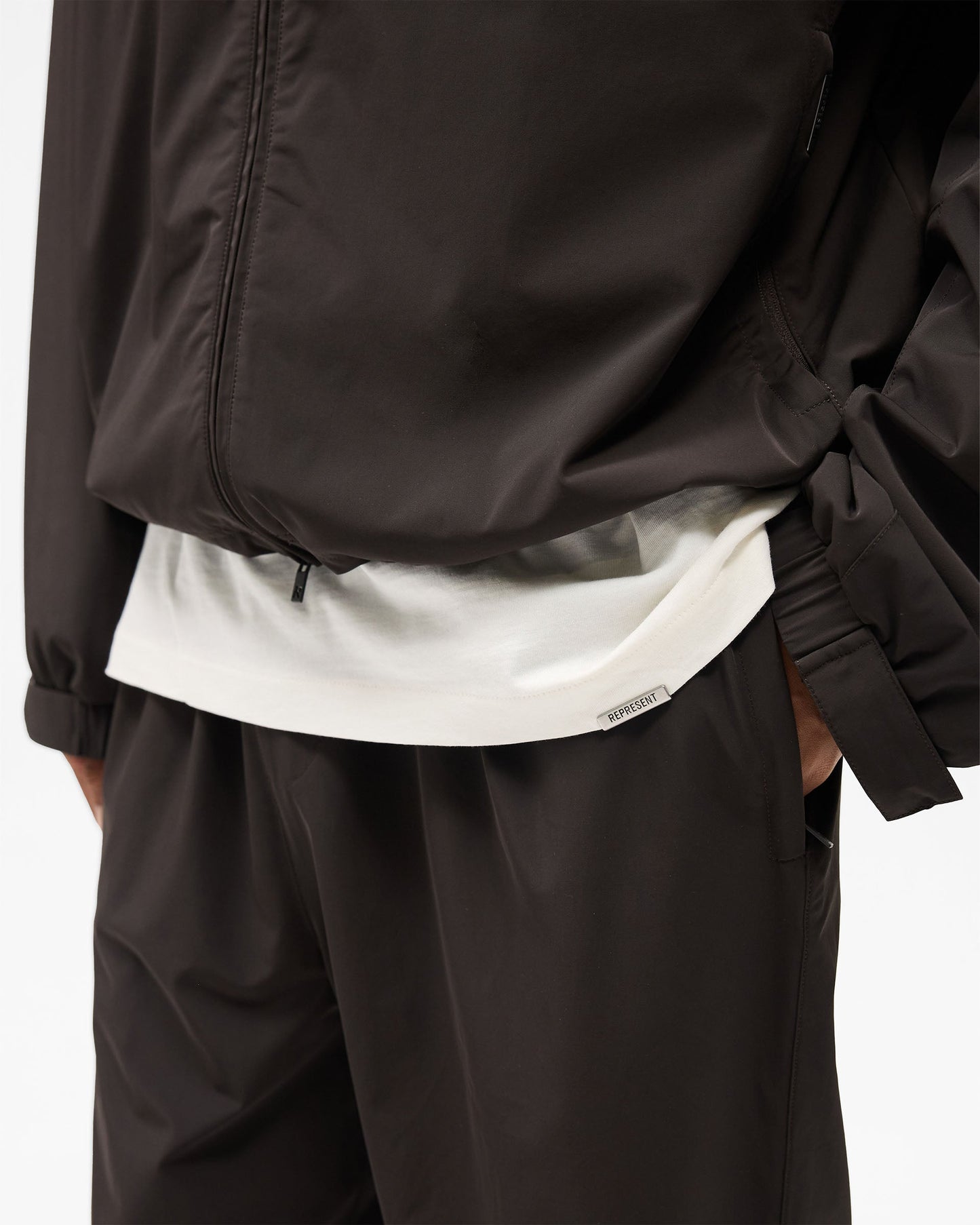 Initial Nylon Track Pant - Coffee