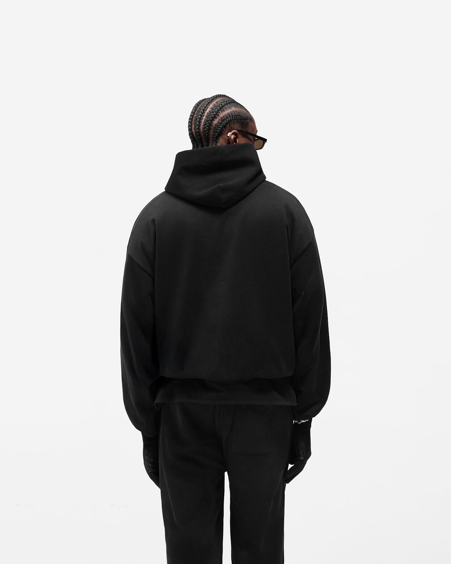Dual Layer Script Hoodie - Jet Black