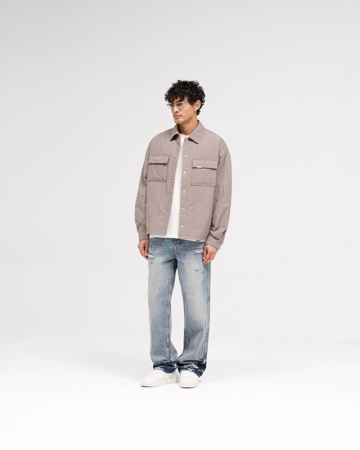 R3 Distressed Baggy Denim - Blue Cream