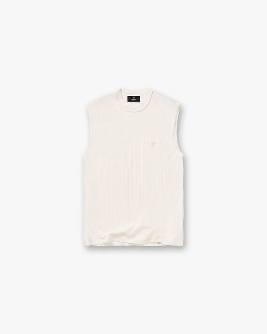 Slub Script Tank - Aged White