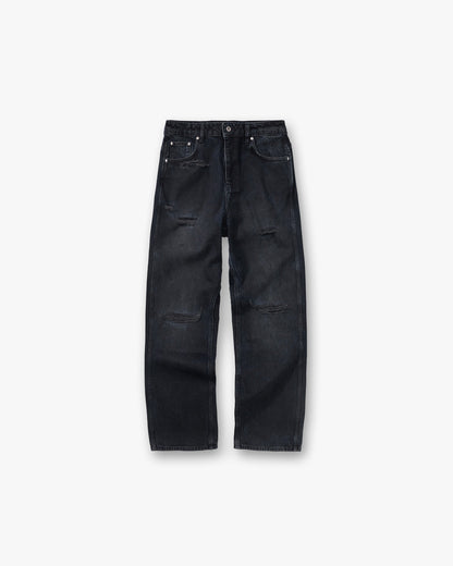 R3 Distressed Baggy Denim - Petrol