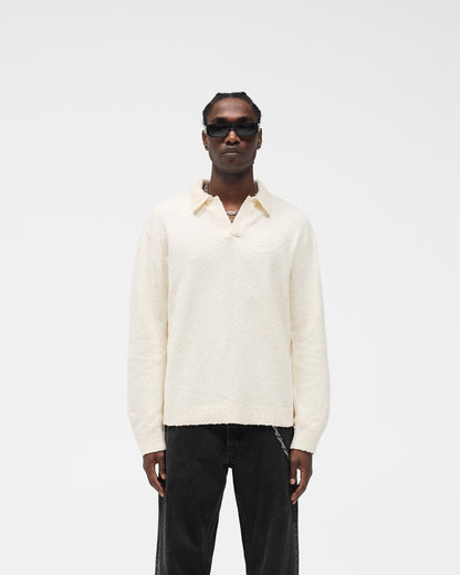Knitted Polo - Aged White