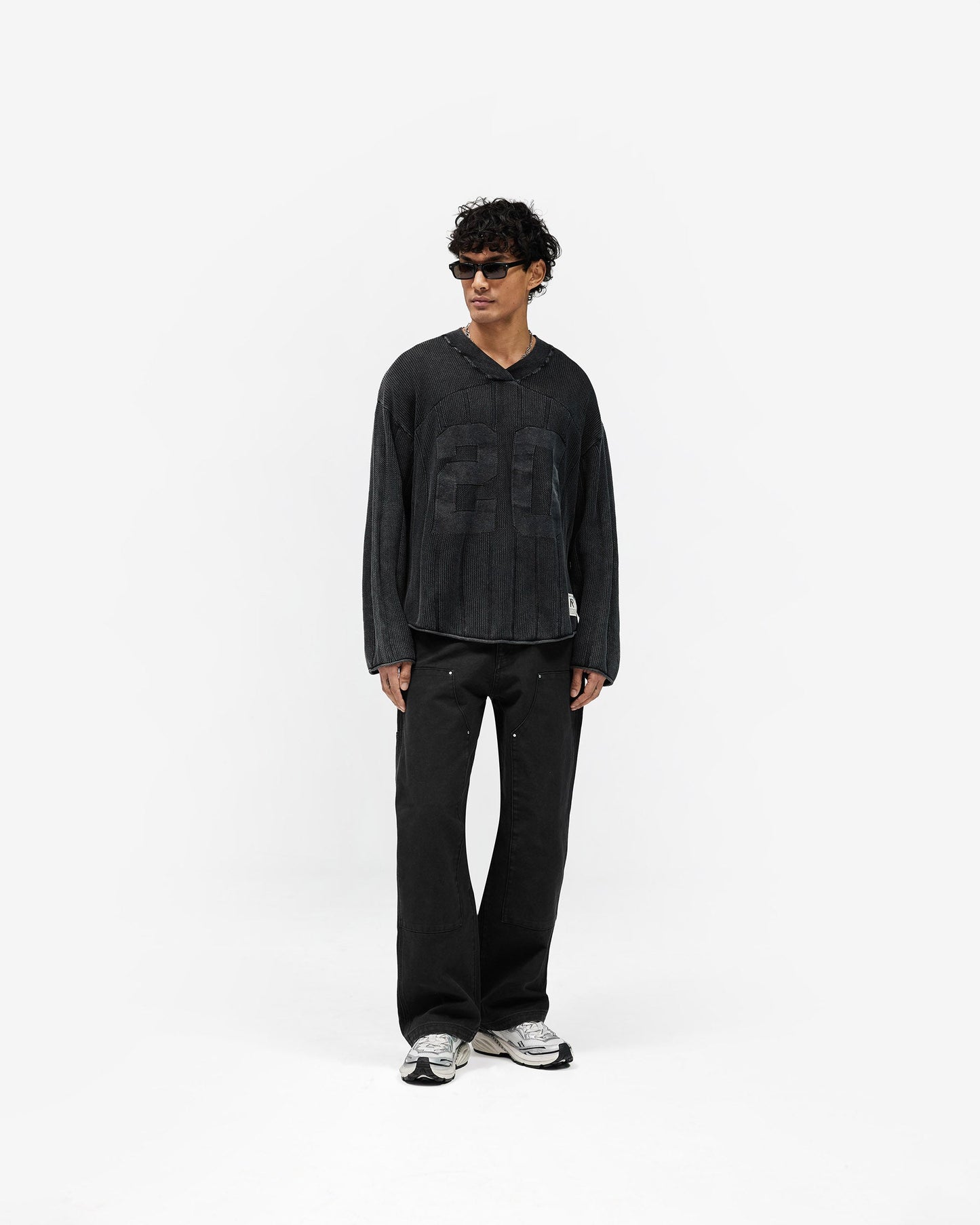 Knitted Varsity Long Sleeve Jersey - Vintage Grey