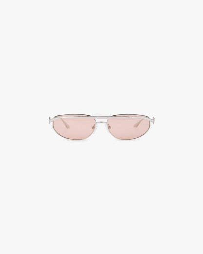 Slim Aviator Sunglasses - Silver Brown