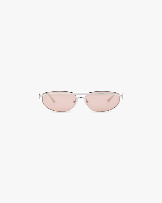 Slim Aviator Sunglasses - Silver Brown